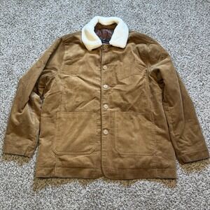 Robert Graham Brown Corduroy Jacket Barn Chore Coat Removable Collar Size XXL